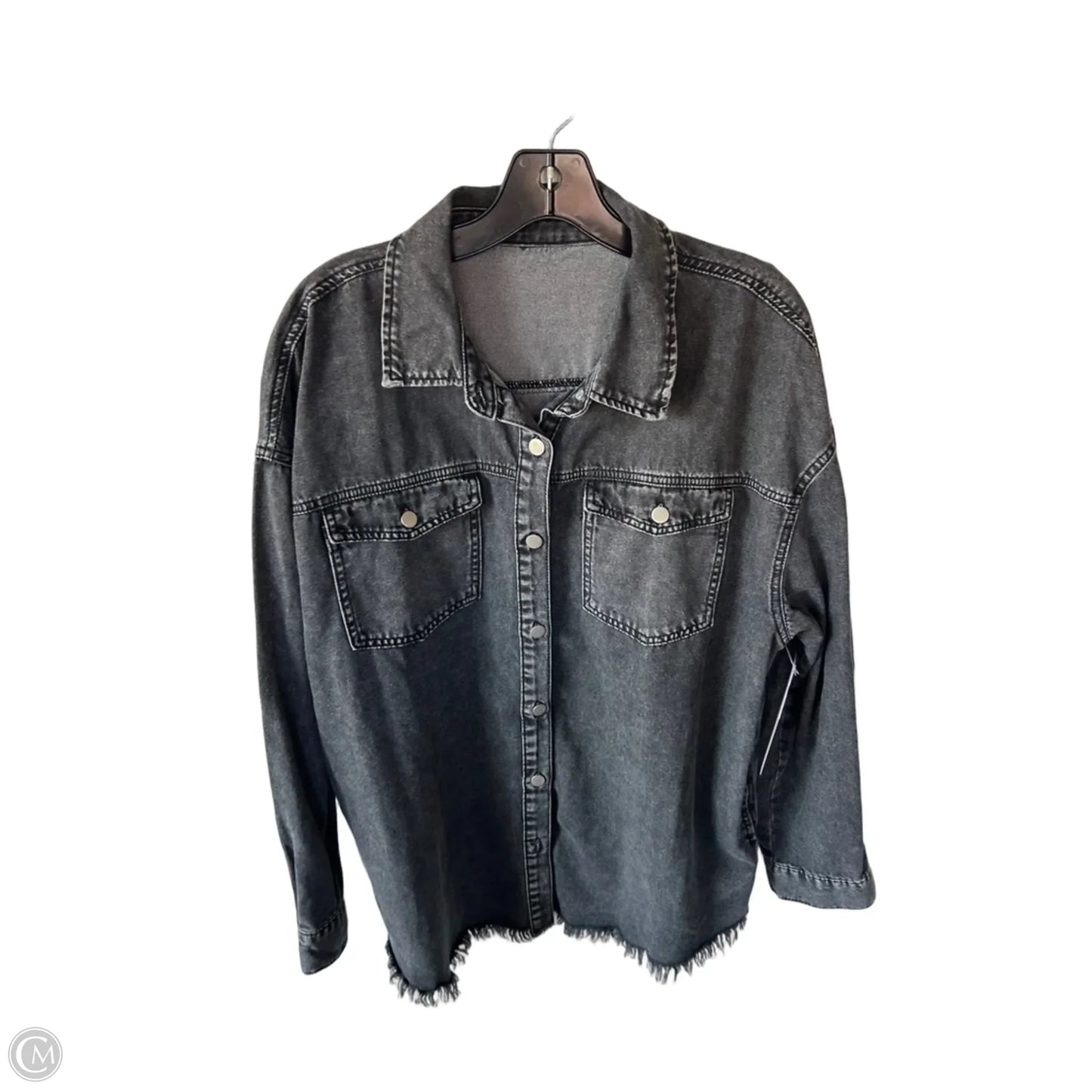 Jacket Shirt By Cme In Grey Denim, Size: Xl