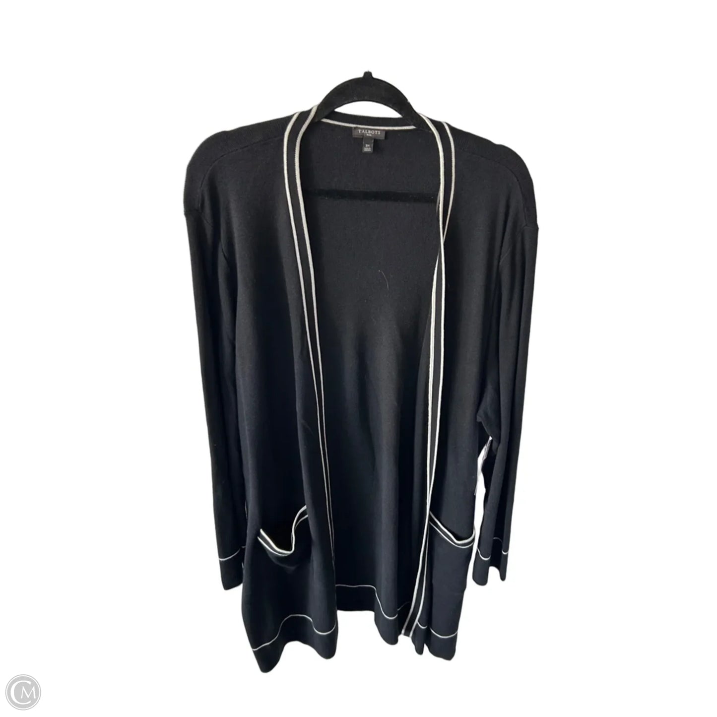 Sweater Cardigan By Talbots In Black & Cream, Size: 3x