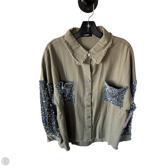 Jacket Shirt By Chicme In Grey, Size: Xl
