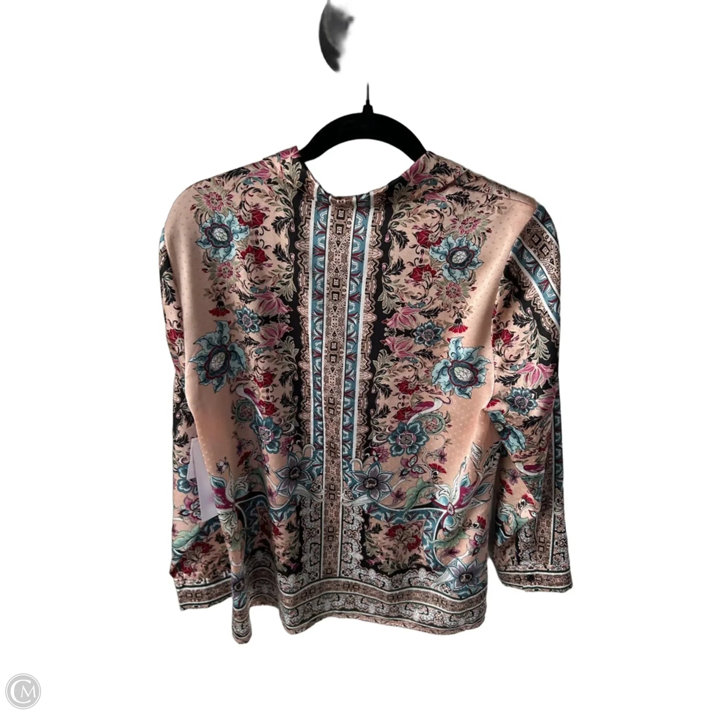 Top Long Sleeve By Chicos In Black & Pink, Size: M