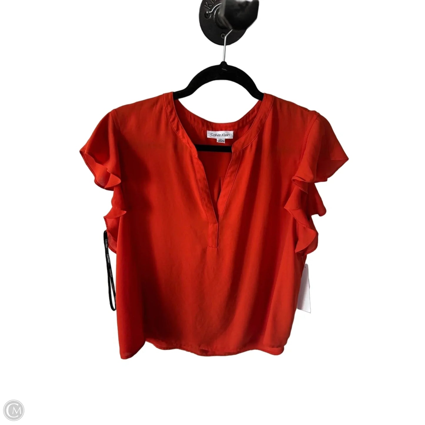 Top Short Sleeve By Calvin Klein In Orange, Size: Xl