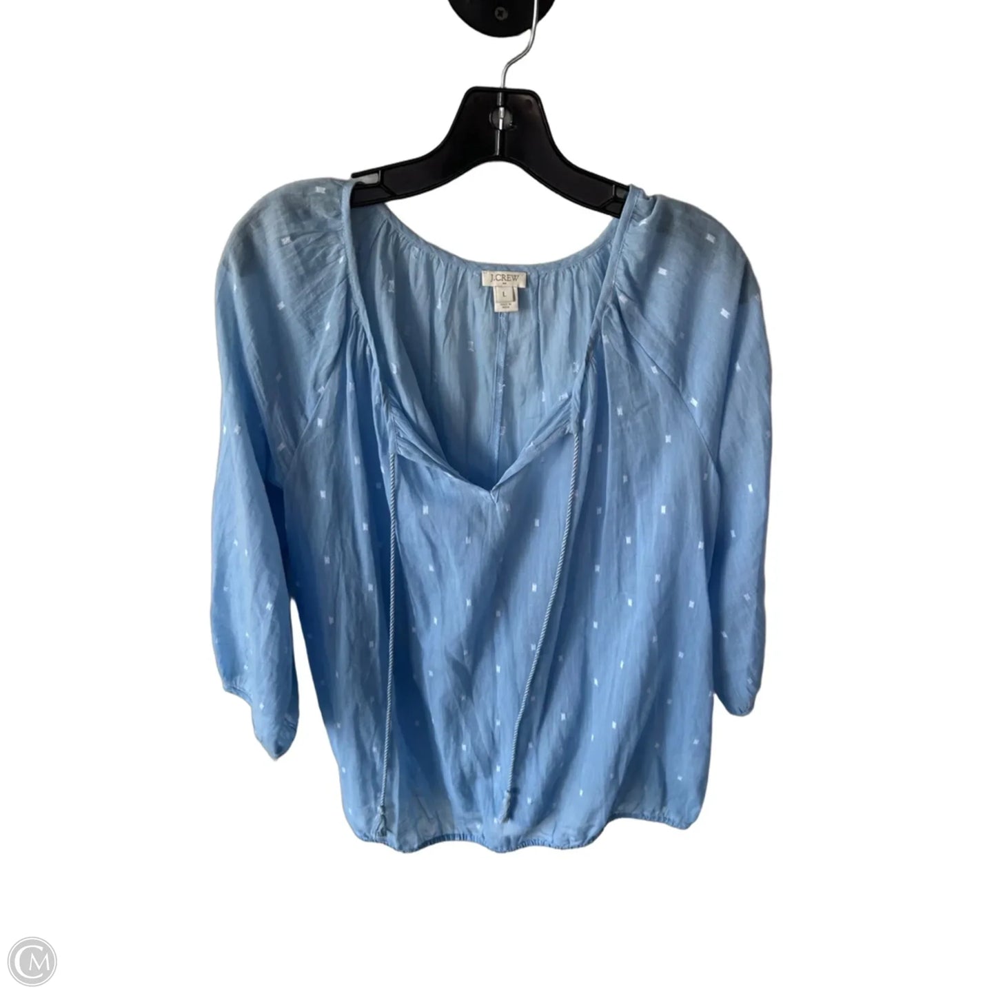Top Long Sleeve By J. Crew In Blue & White, Size: L