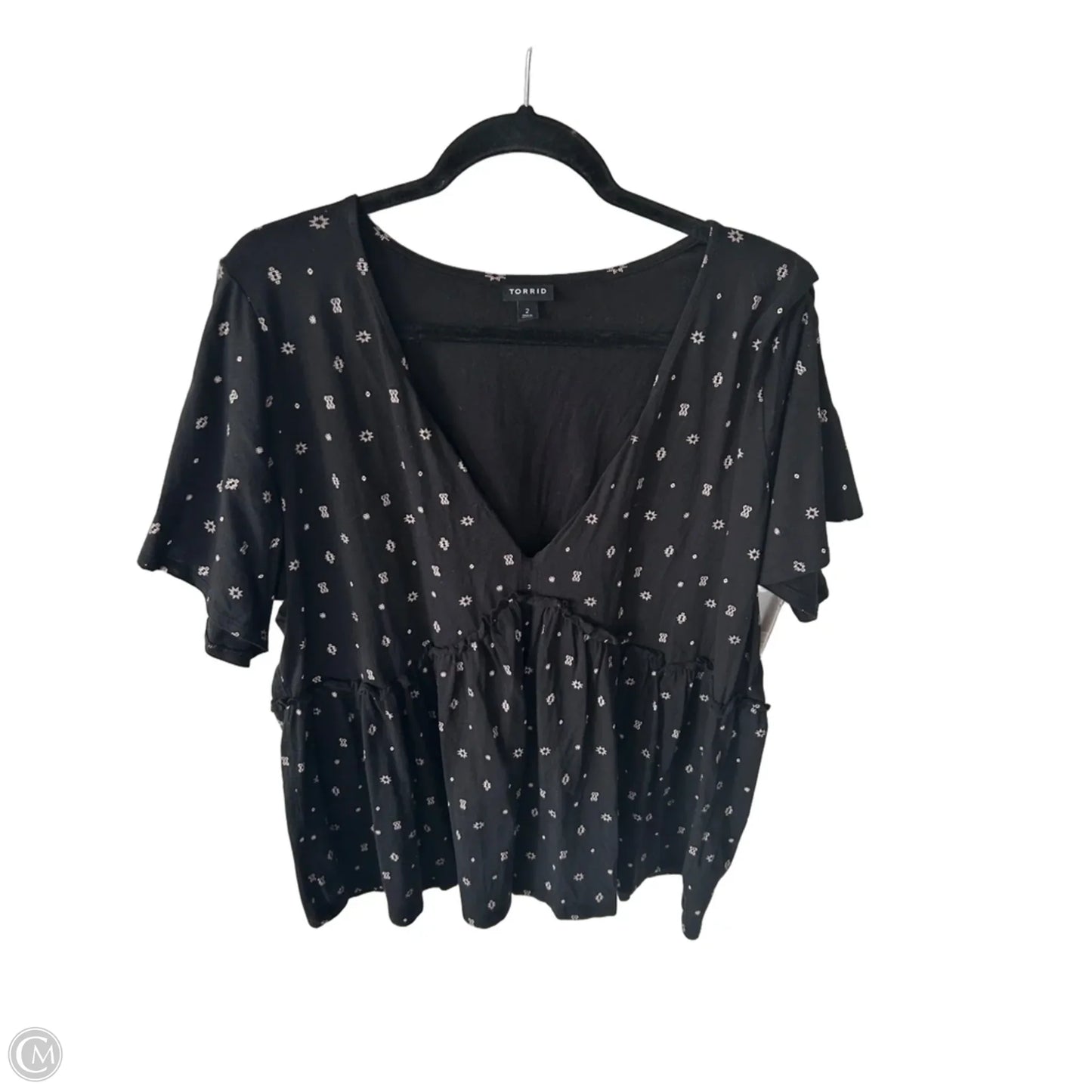 Top Short Sleeve By Torrid In Black & Cream, Size: 2x