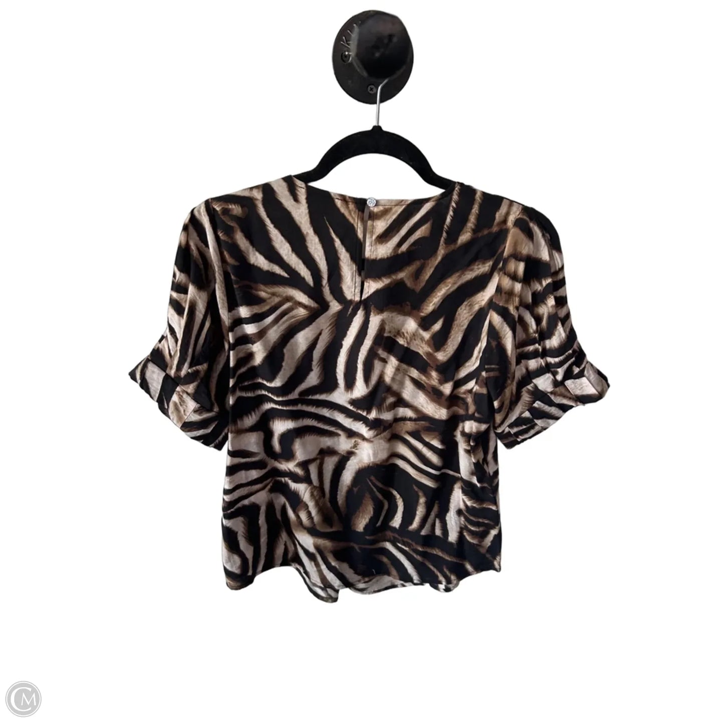 Top Short Sleeve By Dkny In Black & Brown, Size: Xs