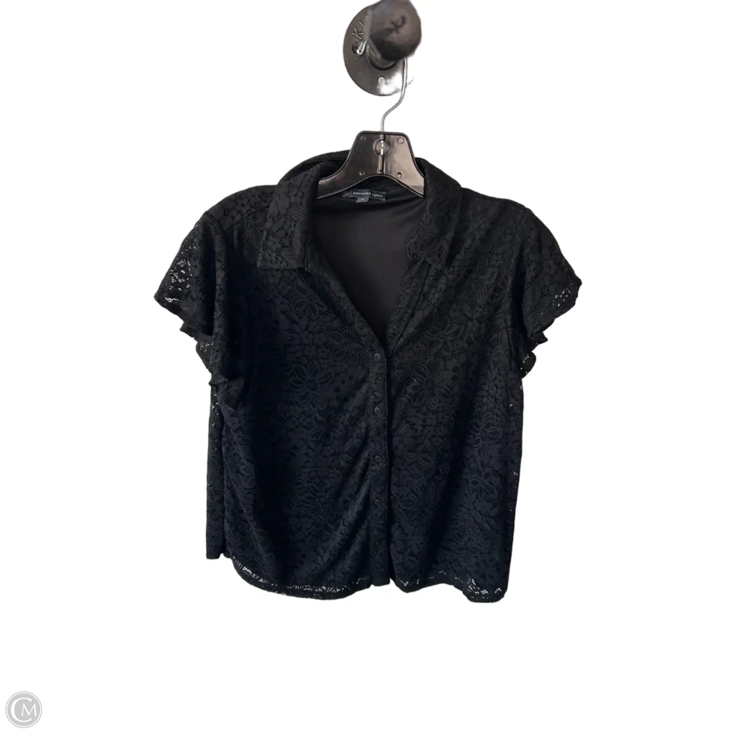Top Short Sleeve By Adrianna Papell In Black, Size: M