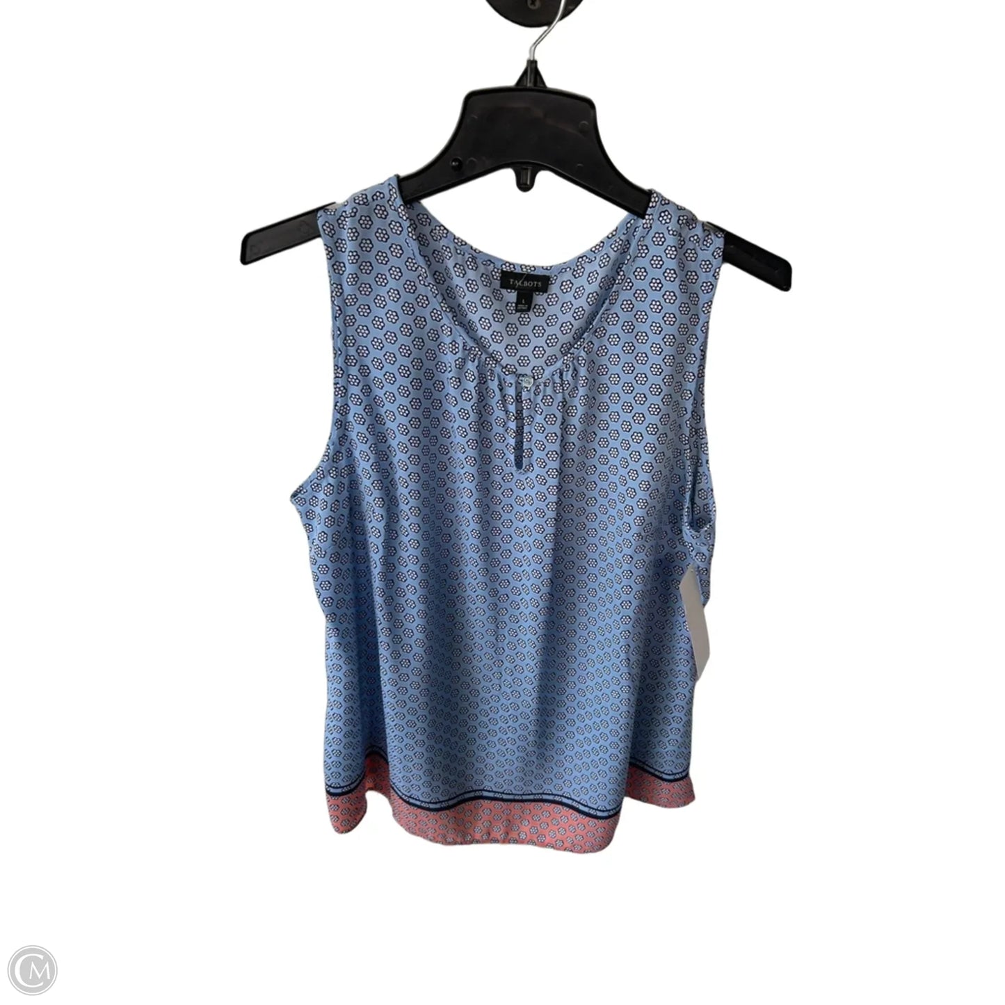 Top Sleeveless By Talbots In Blue & White, Size: L