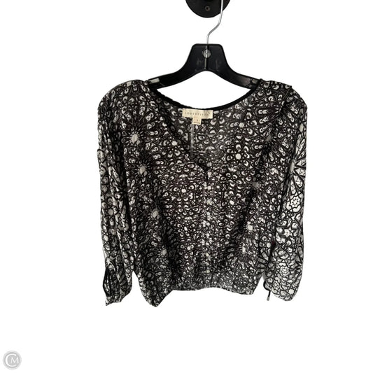 Top Long Sleeve By Lovestitch In Black & Cream, Size: S