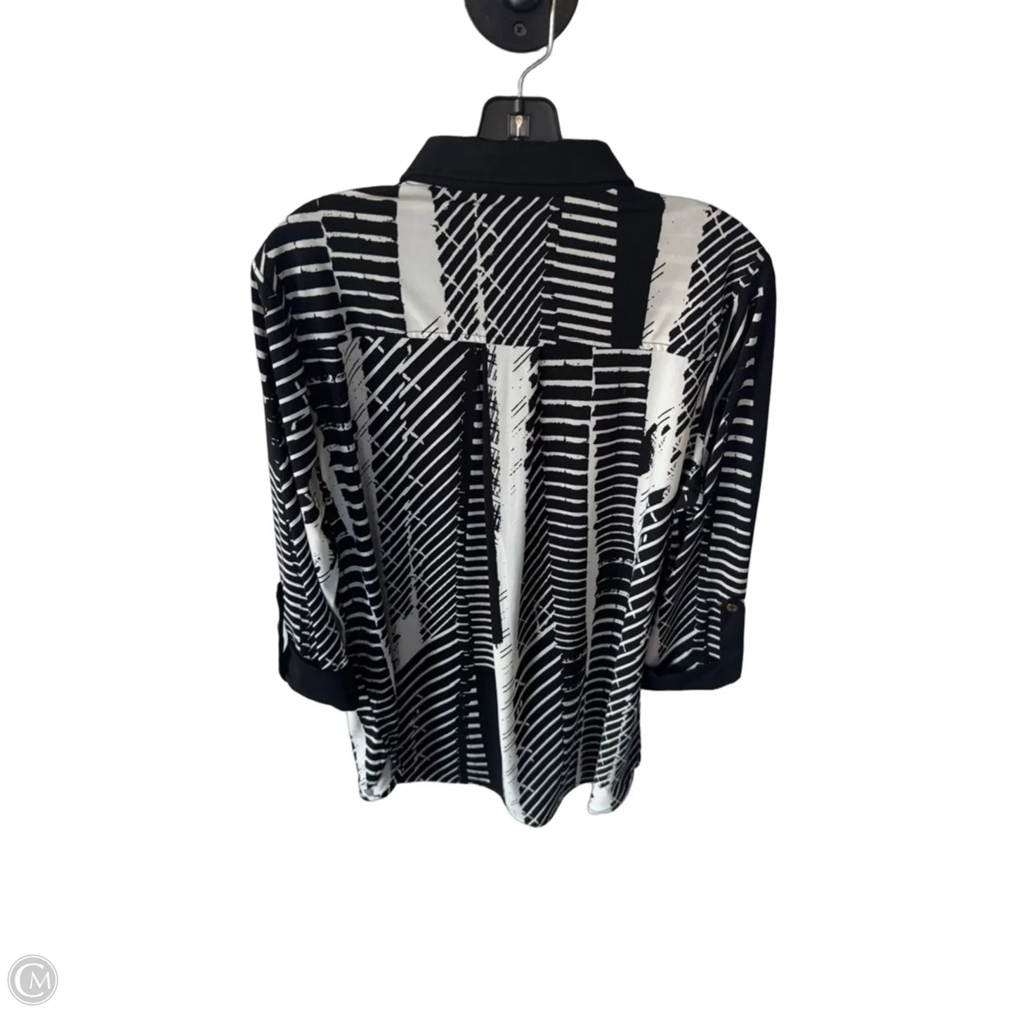 Top 3/4 Sleeve By Calessa In Black & White, Size: M