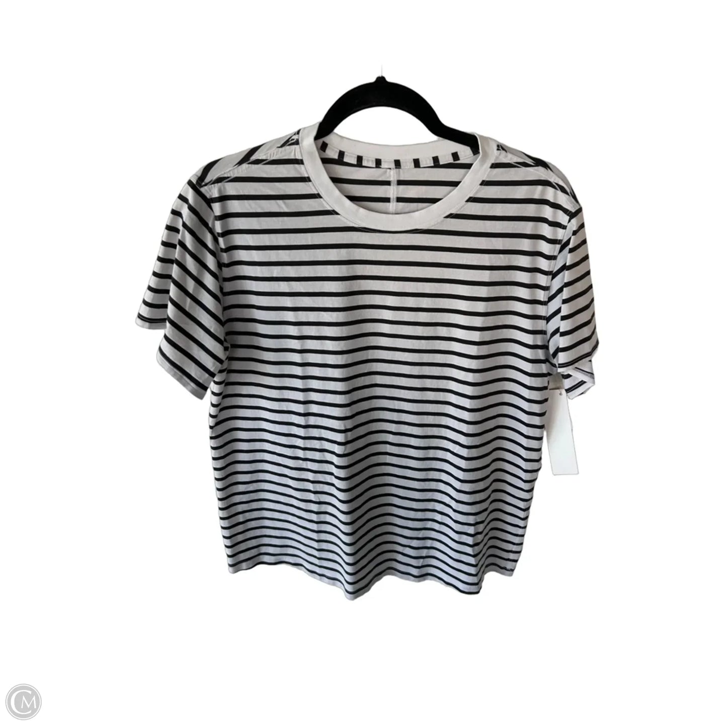 Athletic Top Short Sleeve By Lululemon In Black & White, Size: M