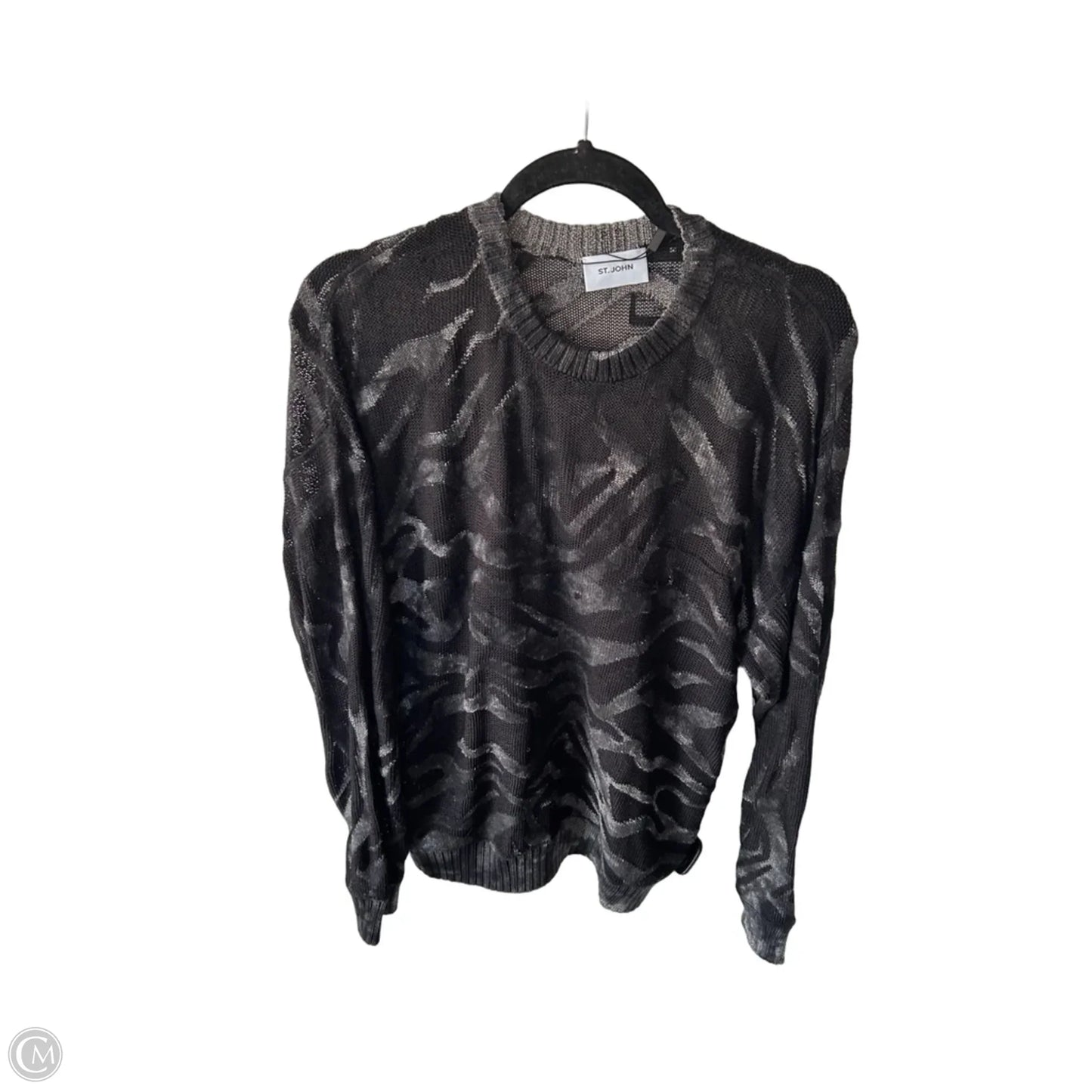 Sweater Designer By St. John In Black & Grey, Size: M
