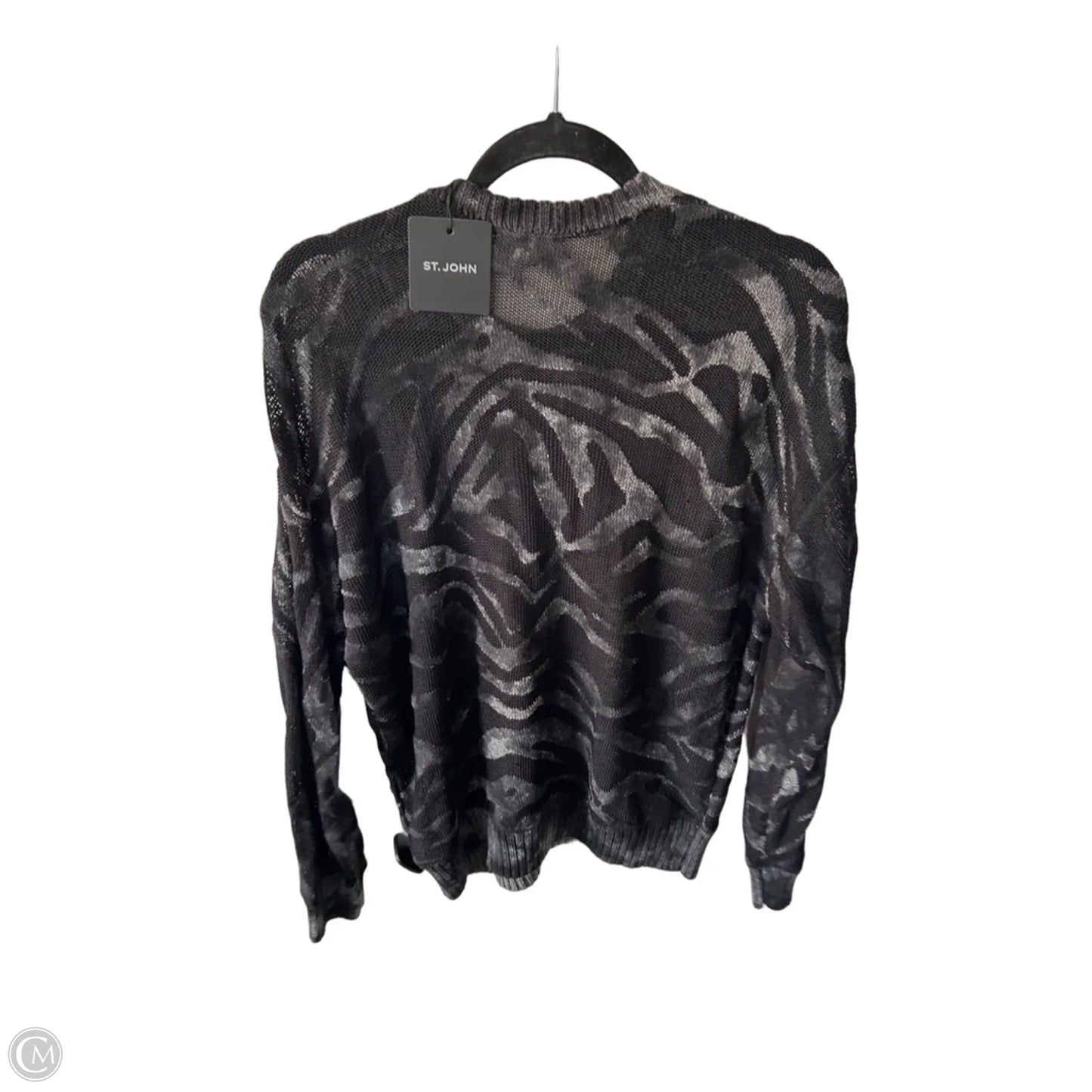 Sweater Designer By St. John In Black & Grey, Size: M