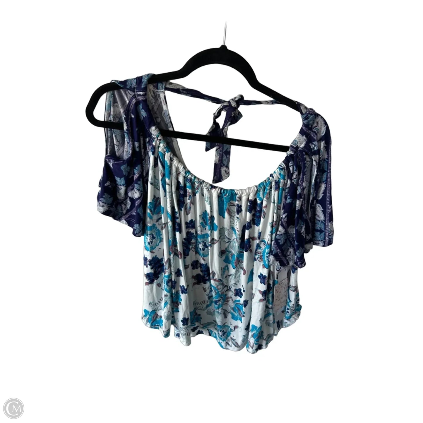 Top Short Sleeve By Free People In Blue & White, Size: S