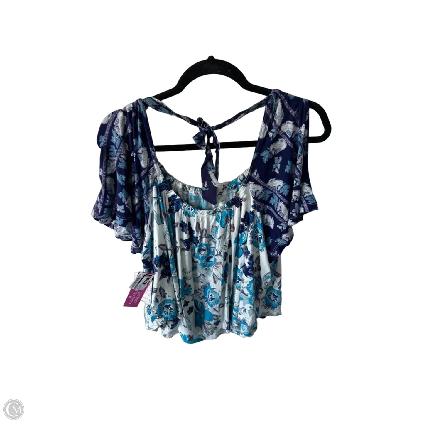 Top Short Sleeve By Free People In Blue & White, Size: S