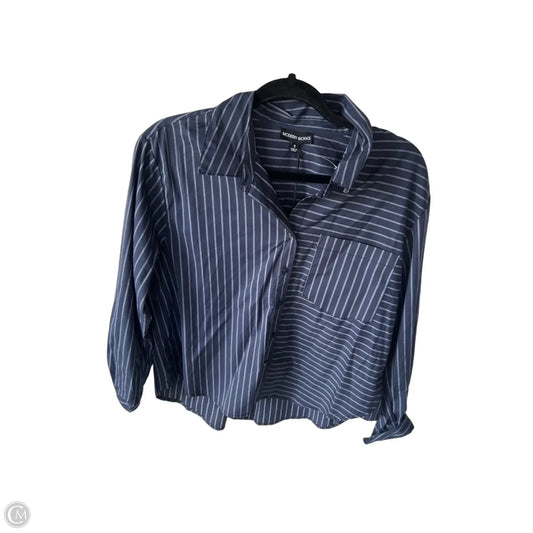 Top Long Sleeve By Modern Works In Blue & White, Size: S