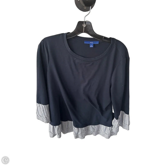 Top Long Sleeve By Apt 9 In Blue & White, Size: L