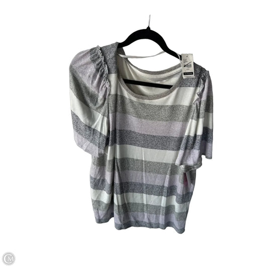 Top Short Sleeve By Lane Bryant In Cream & Grey, Size: Xl