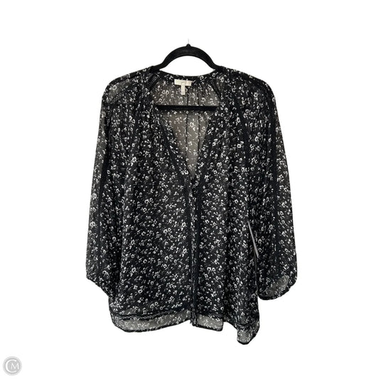 Top Long Sleeve By Joie In Black & White, Size: L