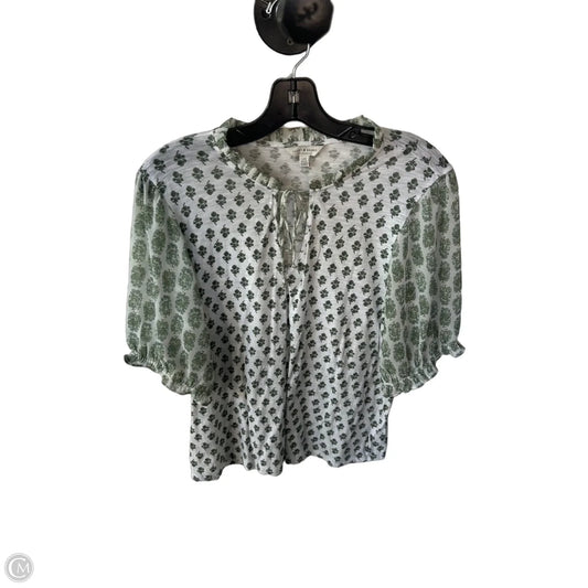 Top Short Sleeve By Lucky Brand In Green & White, Size: L