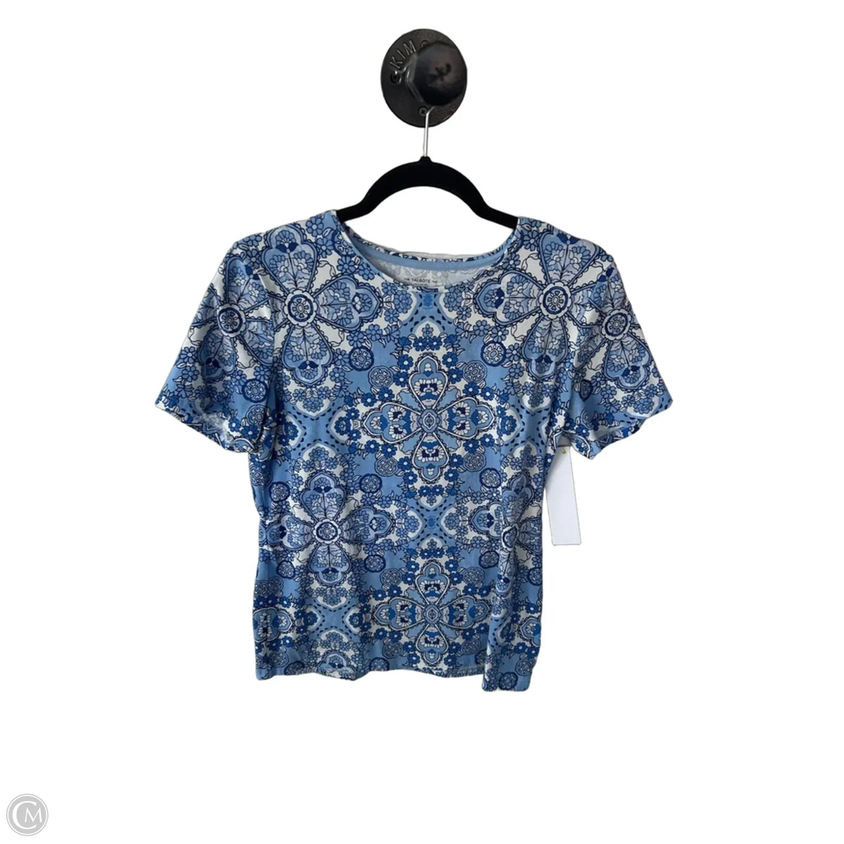 Top Short Sleeve Basic By Talbots In Blue & White, Size: M