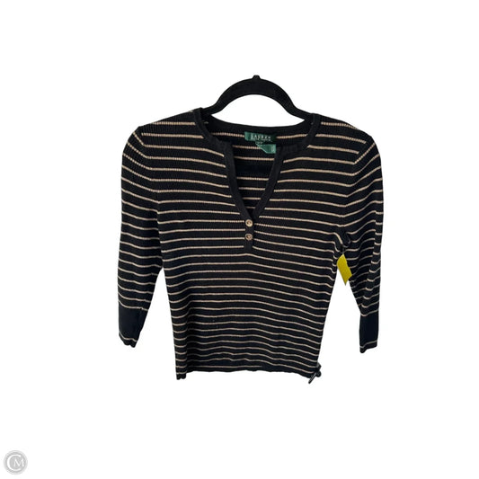 Sweater By Lauren By Ralph Lauren In Black & Gold, Size: M