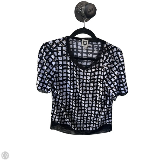Top Short Sleeve By Anne Klein In Black & White, Size: S