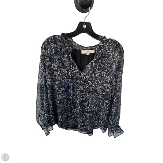 Top Long Sleeve By Loft In Black & Blue, Size: S