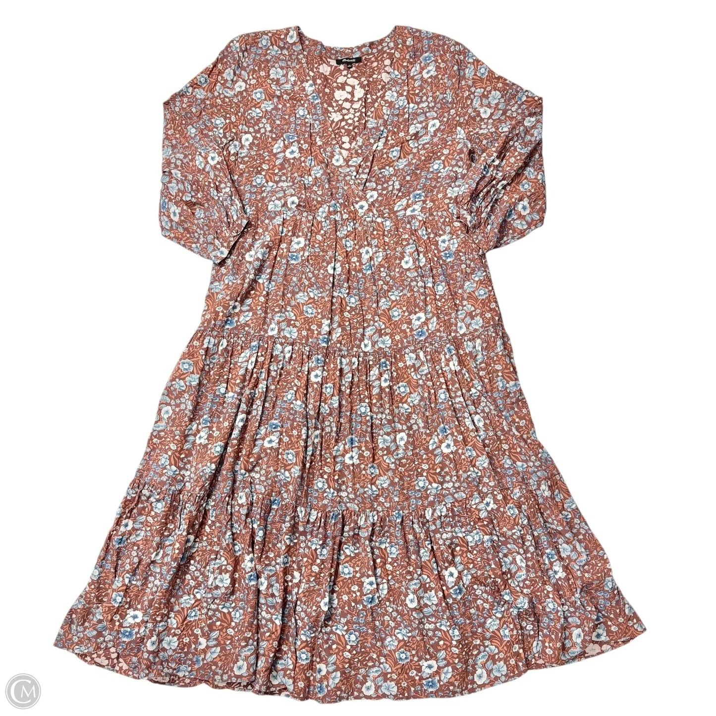 Dress Casual Midi By Madewell In Blue & Brown, Size: L