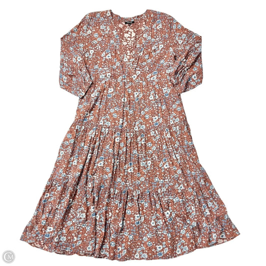 Dress Casual Midi By Madewell In Blue & Brown, Size: L