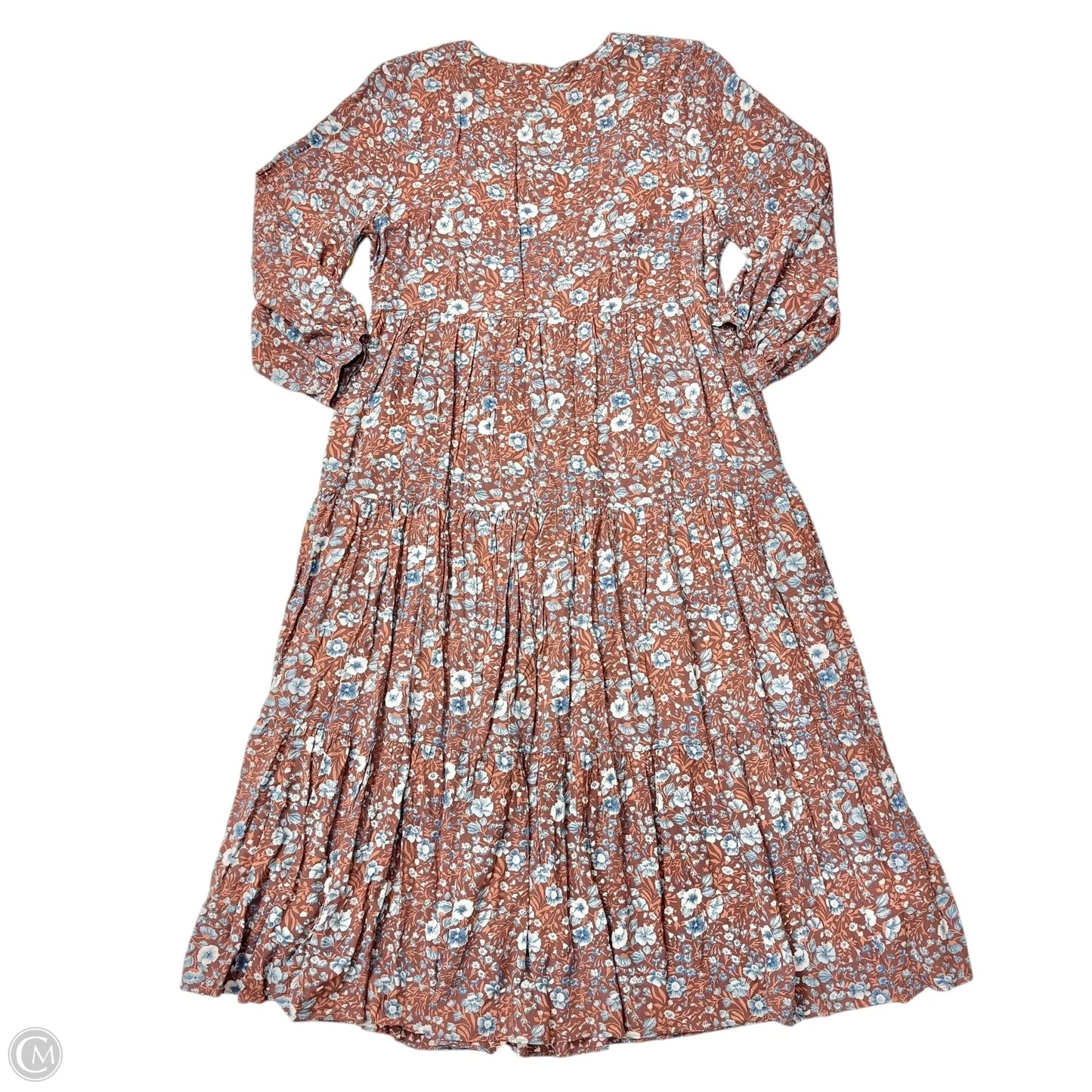 Dress Casual Midi By Madewell In Blue & Brown, Size: L
