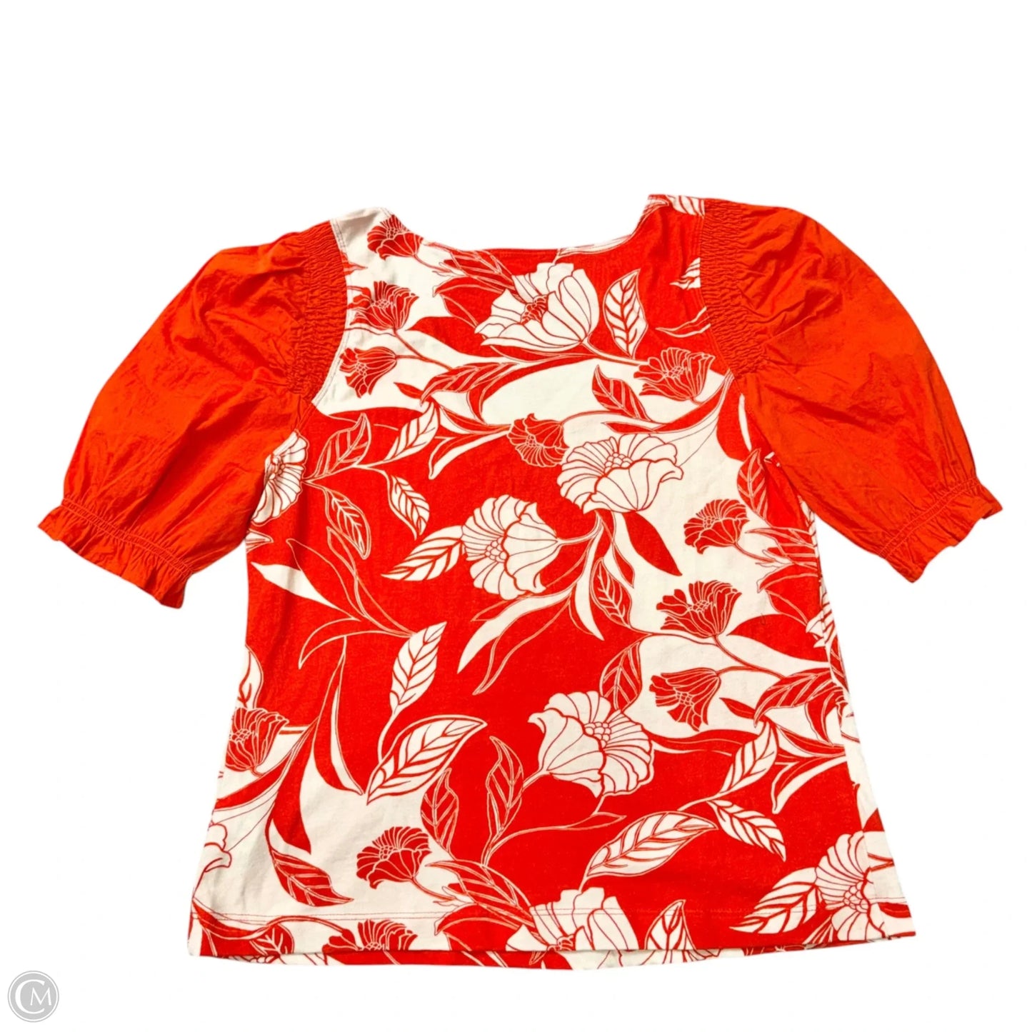 Top Short Sleeve By Maeve In Orange & White, Size: M