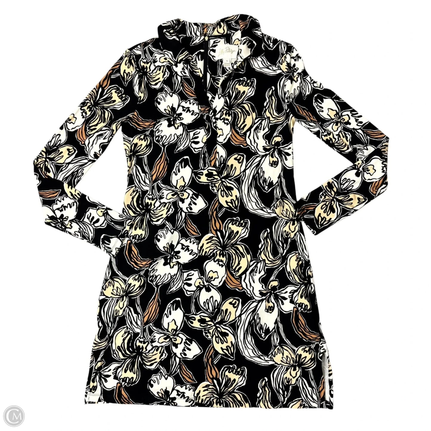 Romper Designer By Lilly Pulitzer In Black & Cream, Size: S