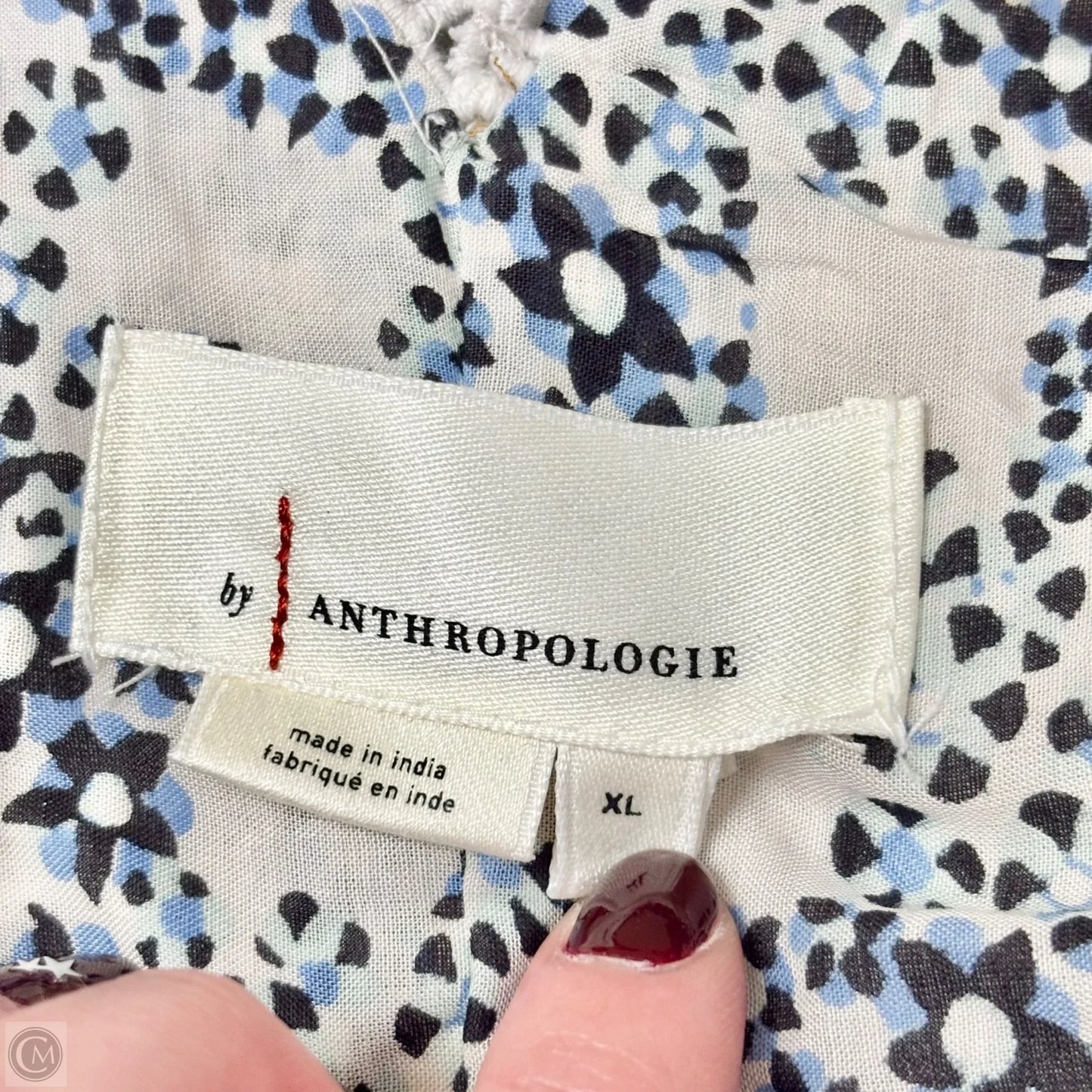 Dress Casual Short By Anthropologie In Blue & White, Size: Xl