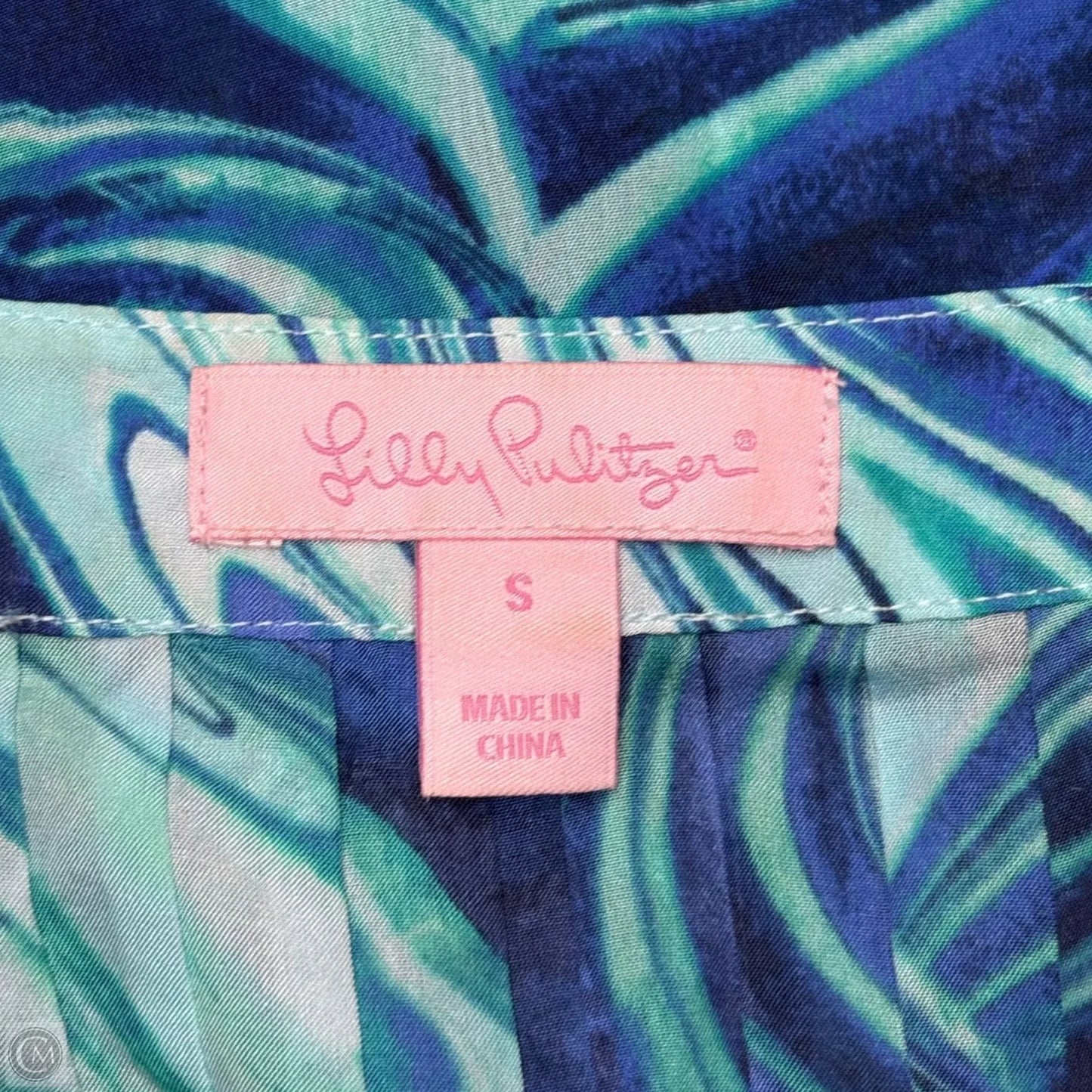 Top Long Sleeve Designer By Lilly Pulitzer In Blue Green, Size: S