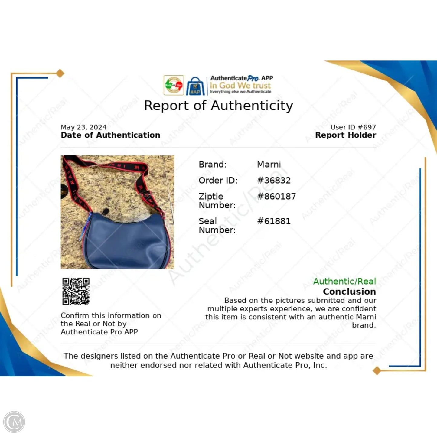 Crossbody Luxury Designer By Marni, Size: Small