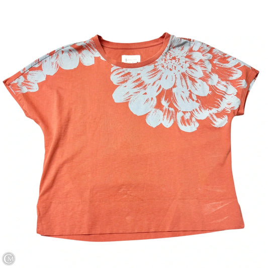 Top Short Sleeve By Anthropologie In Orange, Size: S