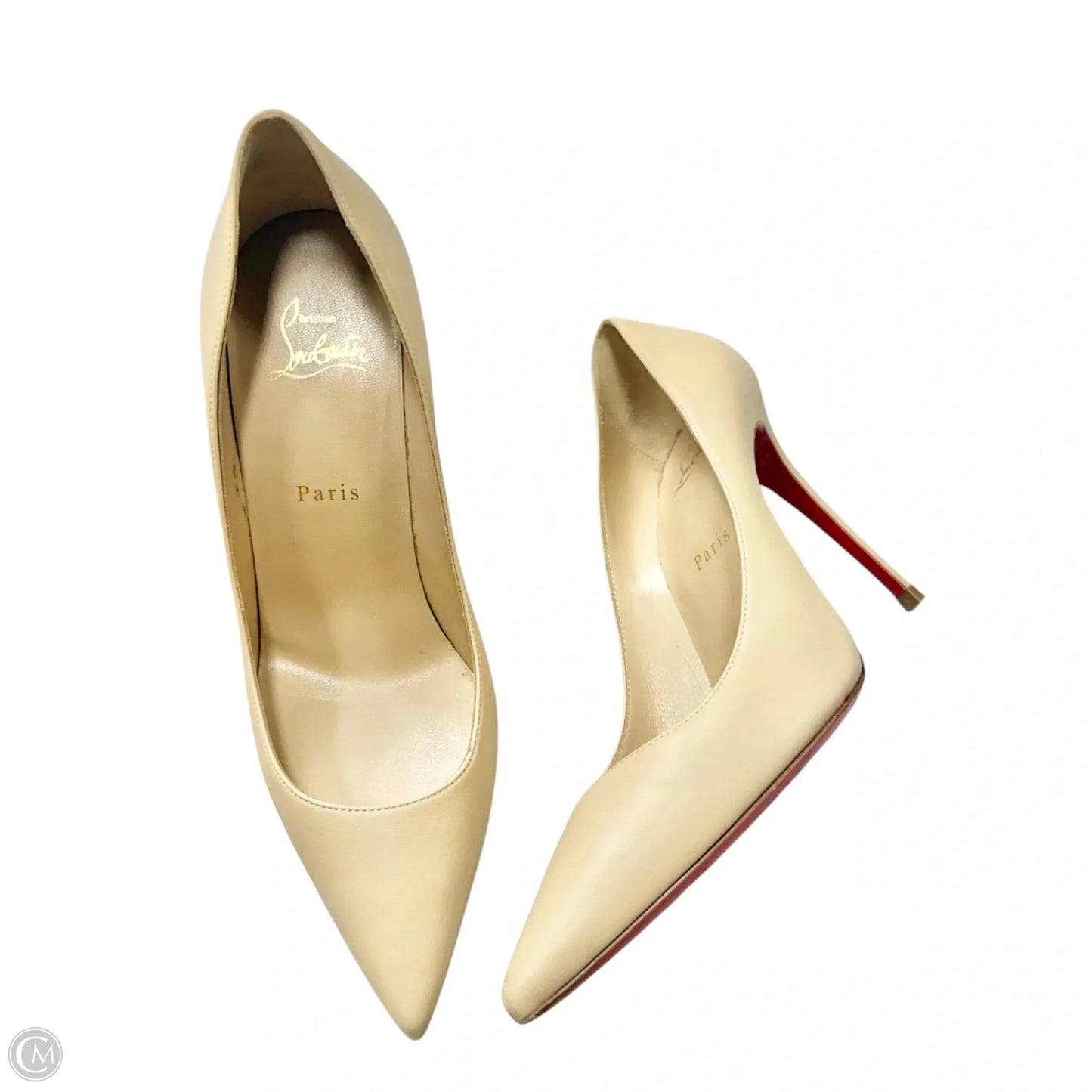 Shoes Luxury Designer By Christian Louboutin In Tan, Size: 9