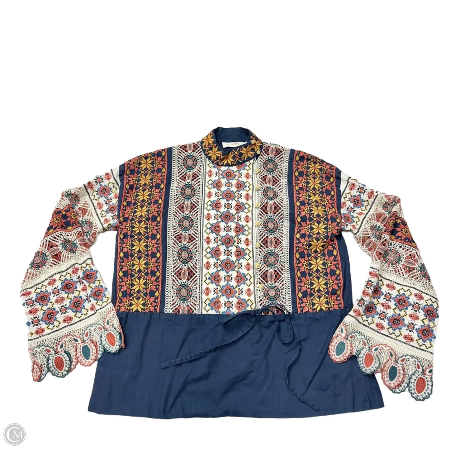 Top Long Sleeve Designer By Tory Burch In Blue & Orange, Size: 2