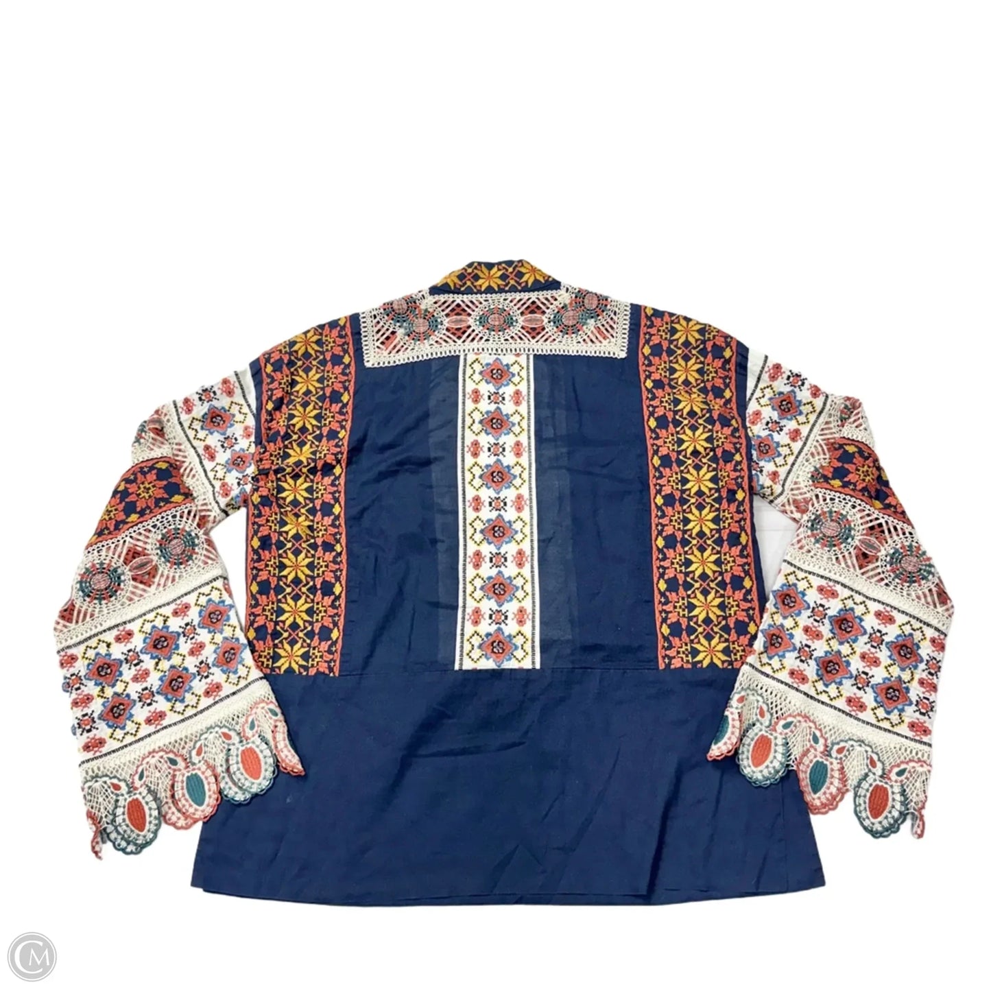 Top Long Sleeve Designer By Tory Burch In Blue & Orange, Size: 2