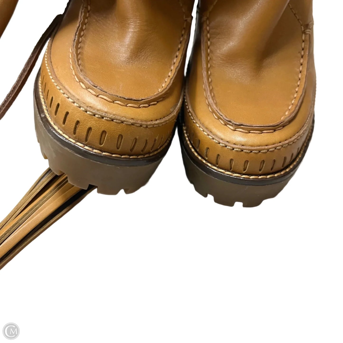 Boots Luxury Designer By Yves Saint Laurent In Camel, Size: 8