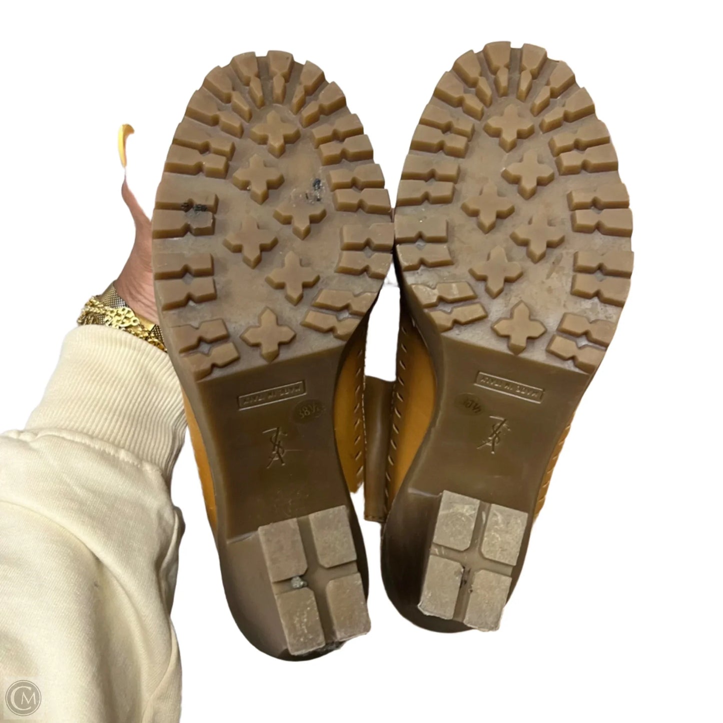 Boots Luxury Designer By Yves Saint Laurent In Camel, Size: 8