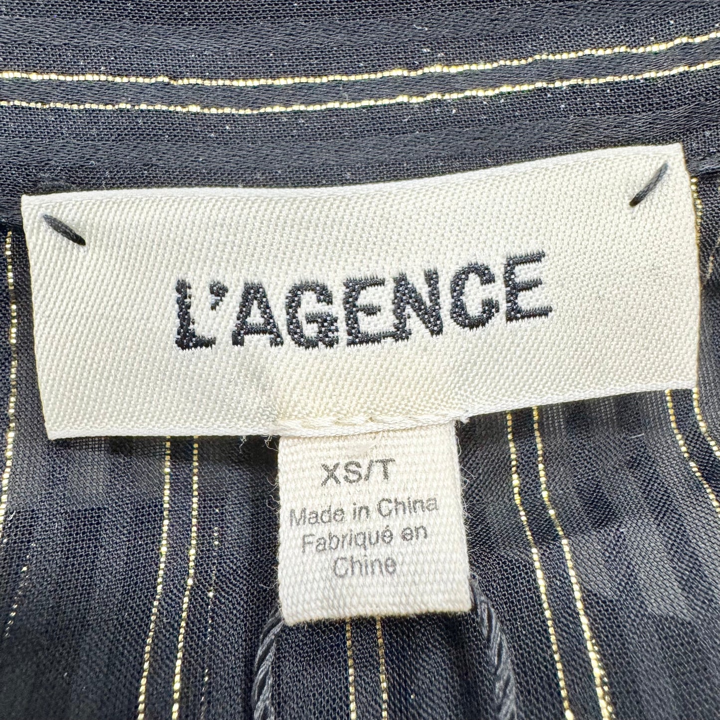 Blouse Long Sleeve By L Agence In Black & Gold, Size: Xs
