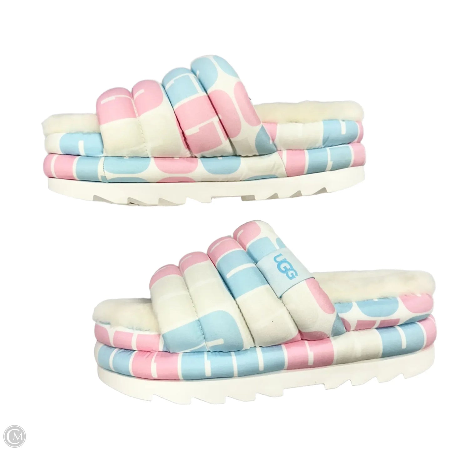 Sandals Designer By Ugg In Blue & Pink, Size: 9