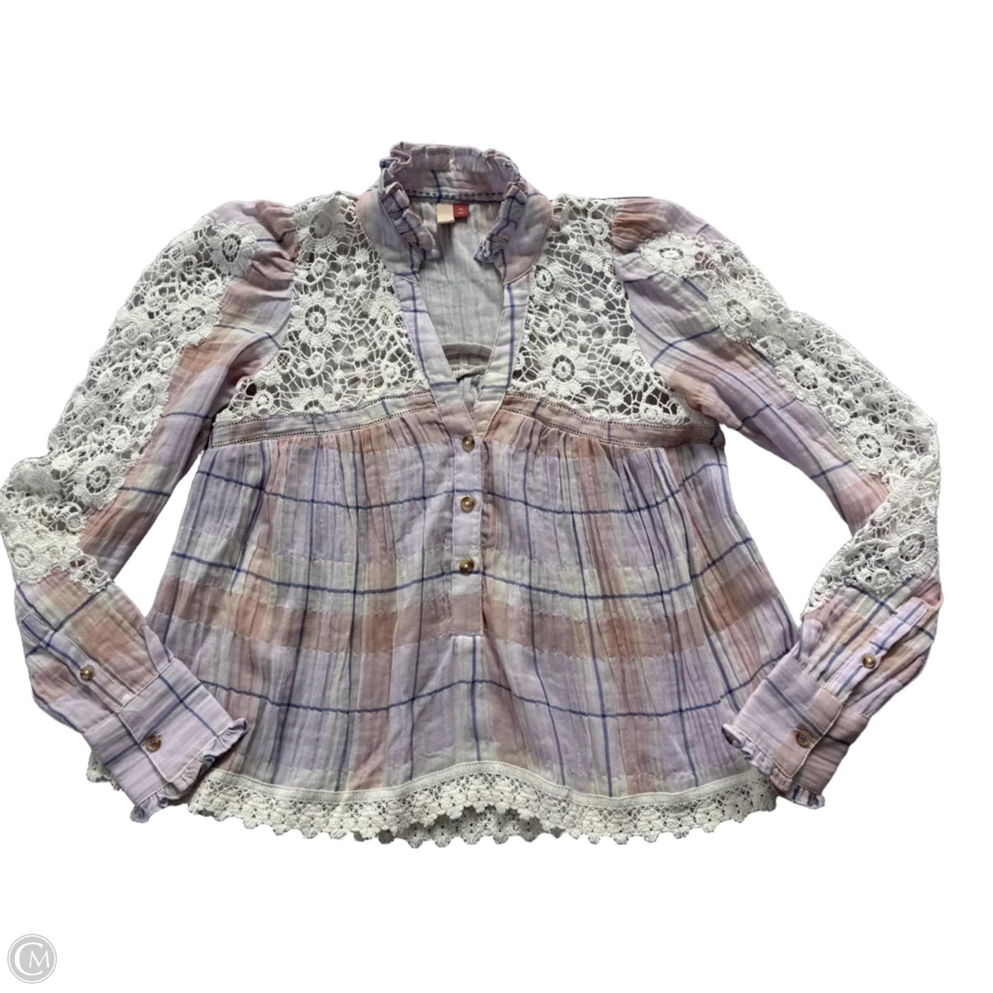 Top Long Sleeve By Pilcro In Plaid Pattern, Size: Xs