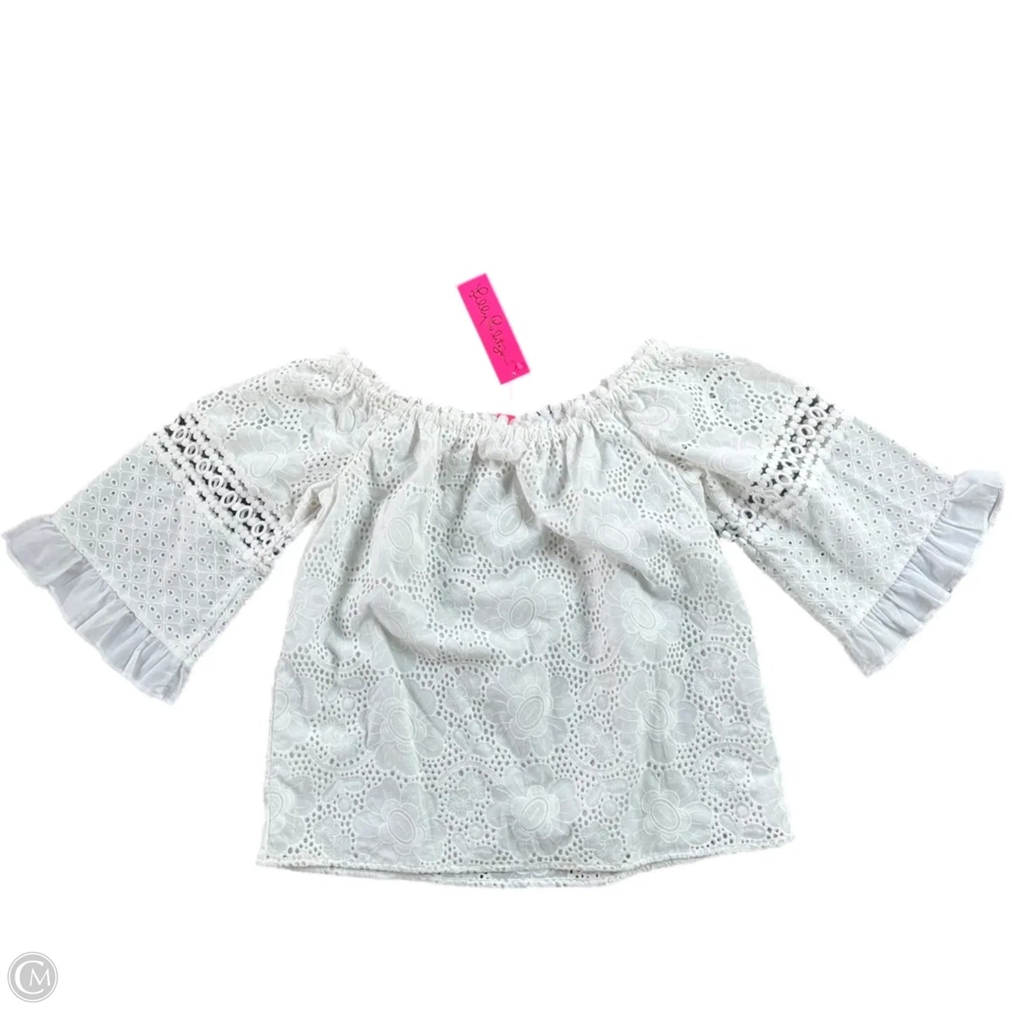 Top 3/4 Sleeve Designer By Lilly Pulitzer In White, Size: M