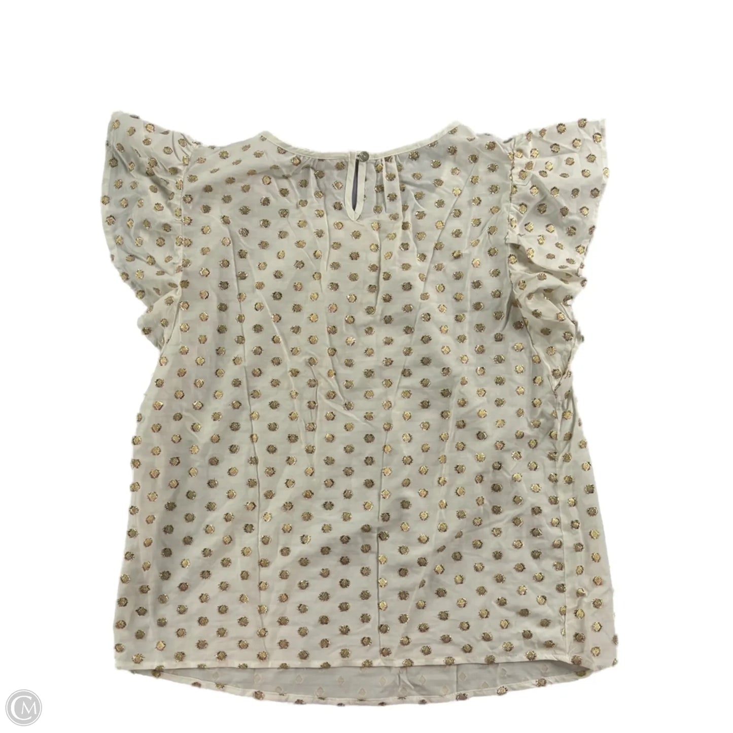 Top Short Sleeve By Amadi In Gold & White, Size: M
