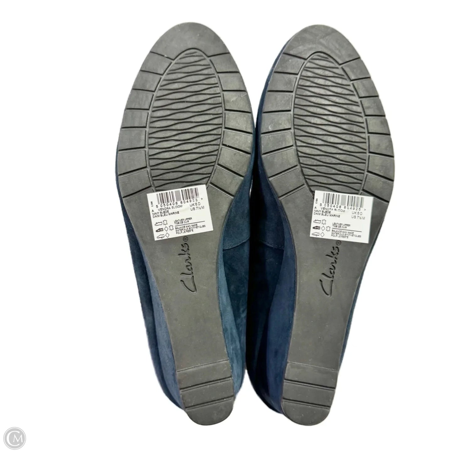 Shoes Heels Wedge By Clarks In Navy, Size: 7.5