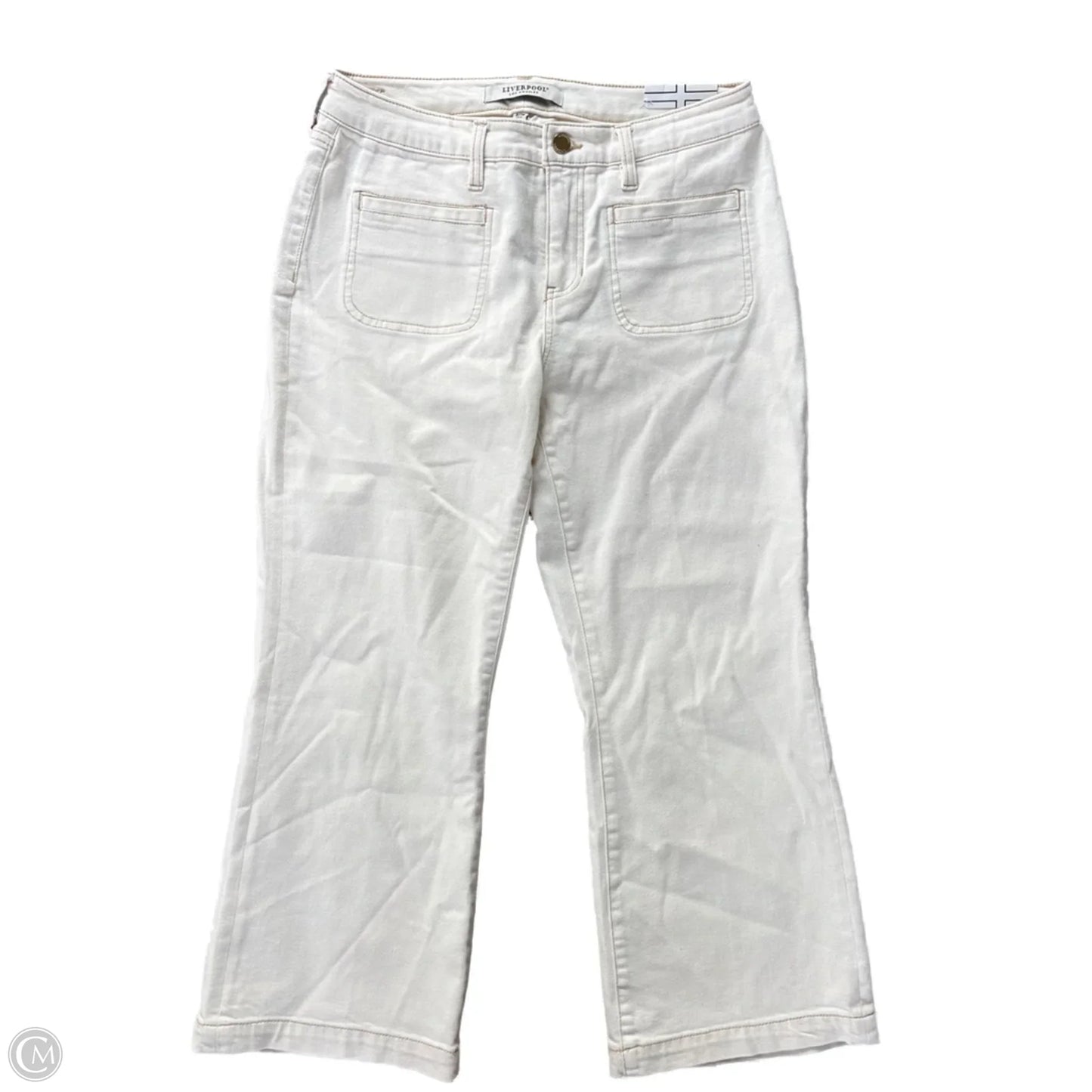 Jeans Flared By Liverpool In Cream Denim, Size: 8