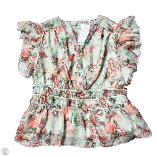 Blouse Short Sleeve By Guess In Floral Print, Size: L