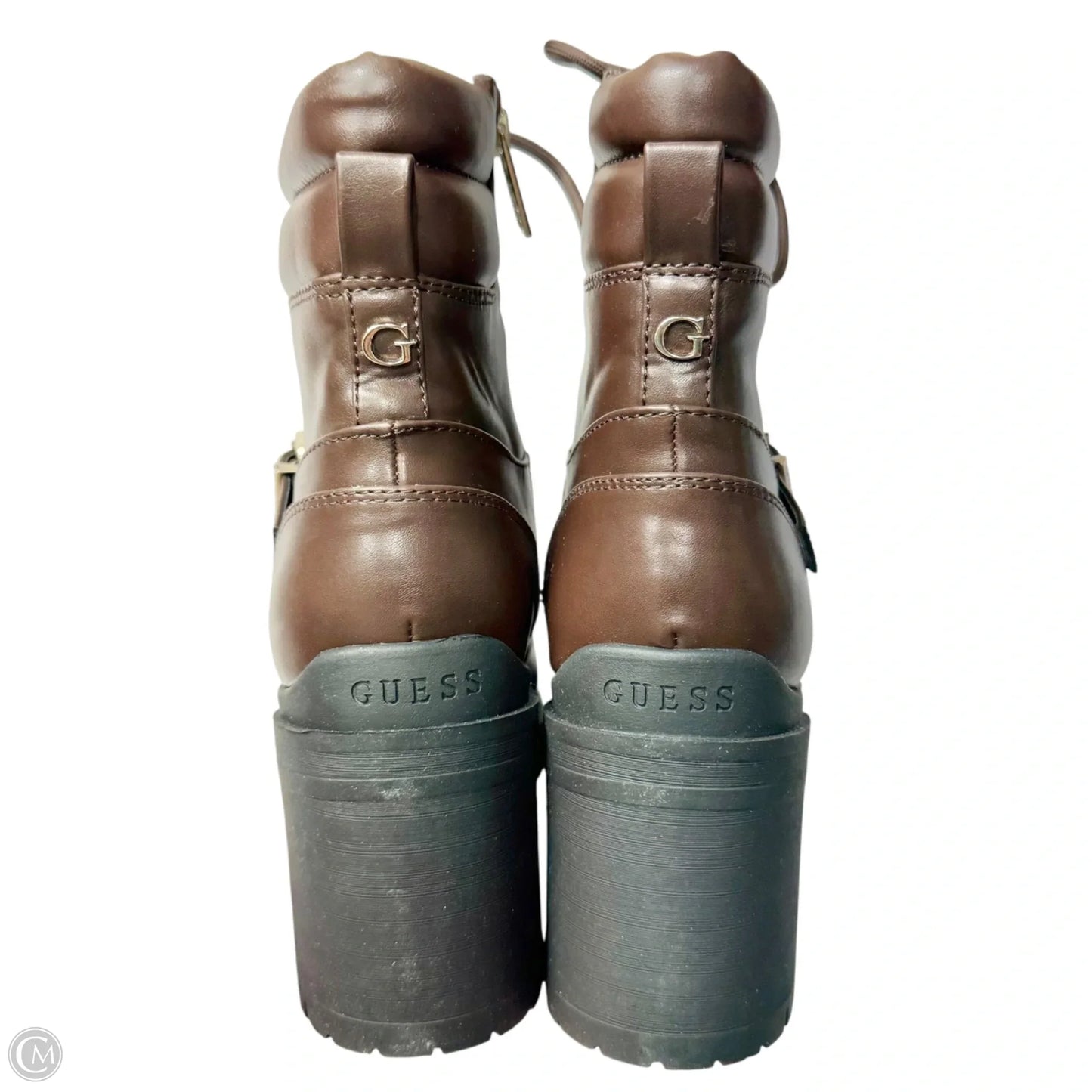 Boots Ankle Heels By Guess In Brown, Size: 9.5
