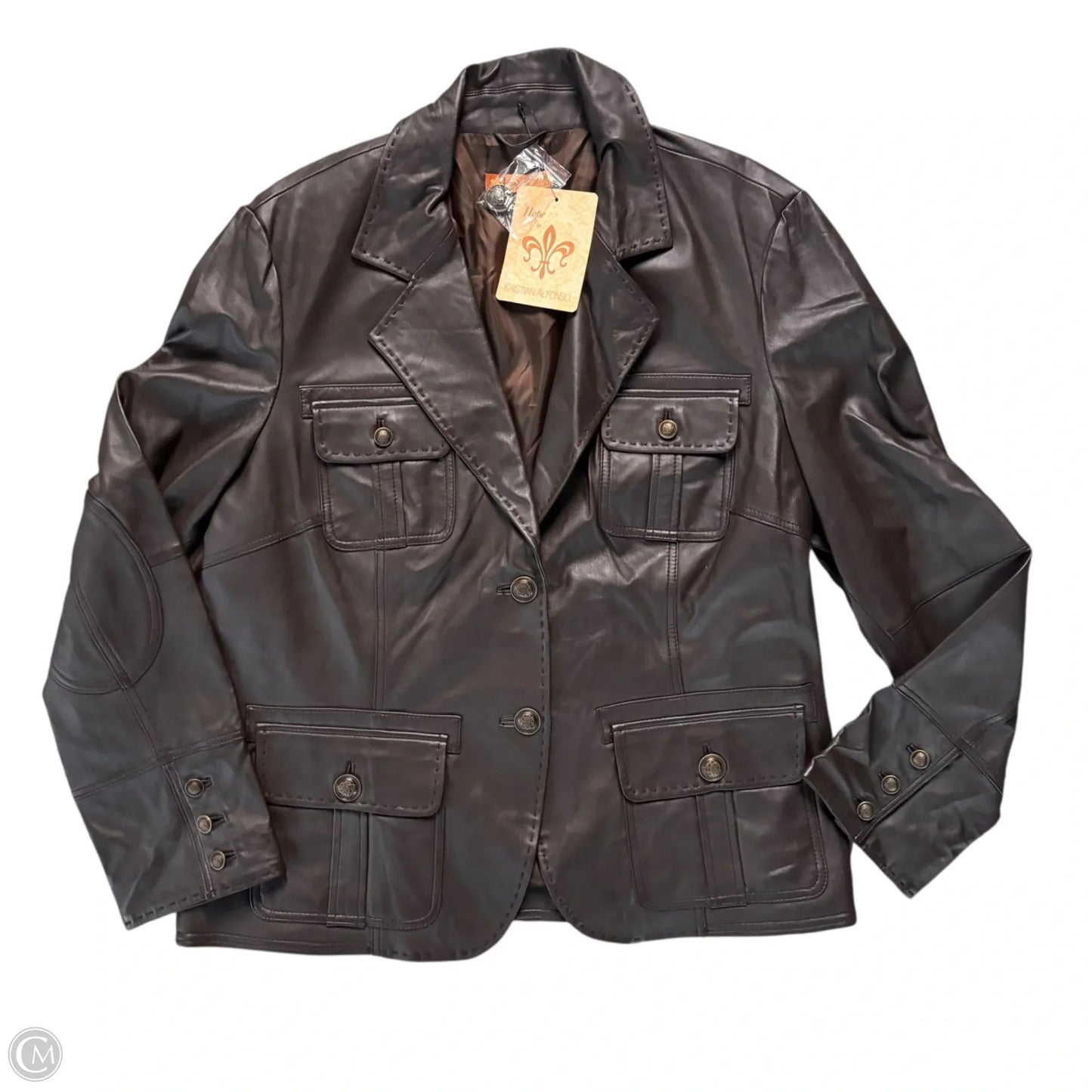 Jacket Leather By Hope By Kristian In Brown, Size: 2x